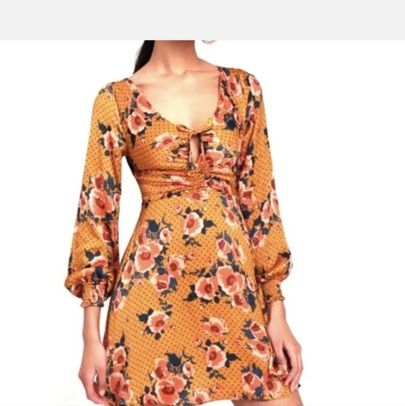 Free People Yellow Floral Long Sleeve Dress - Picture 2 of 9